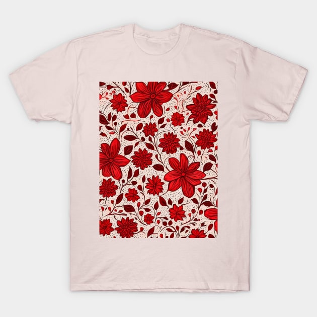 Red flower pattern gift ideas T-Shirt by WeLoveAnimals